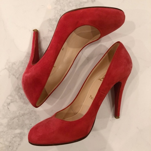 CHRISTIAN LOUBOUTIN Pink Suede “Simple Pumps” SZ 37.5 - Picture 11 of 16